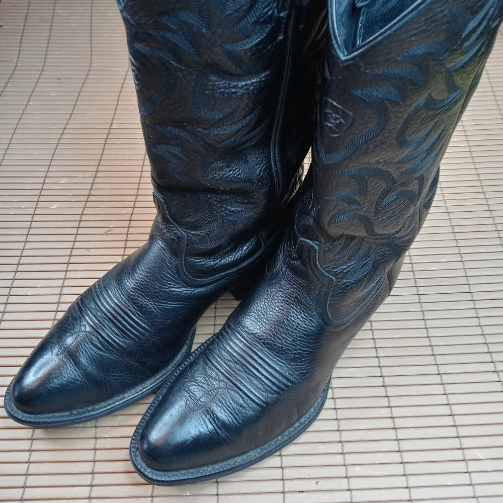 Ariat Heritage Black Leather Western work Boots Size US 10.5 D . Style 10002218(